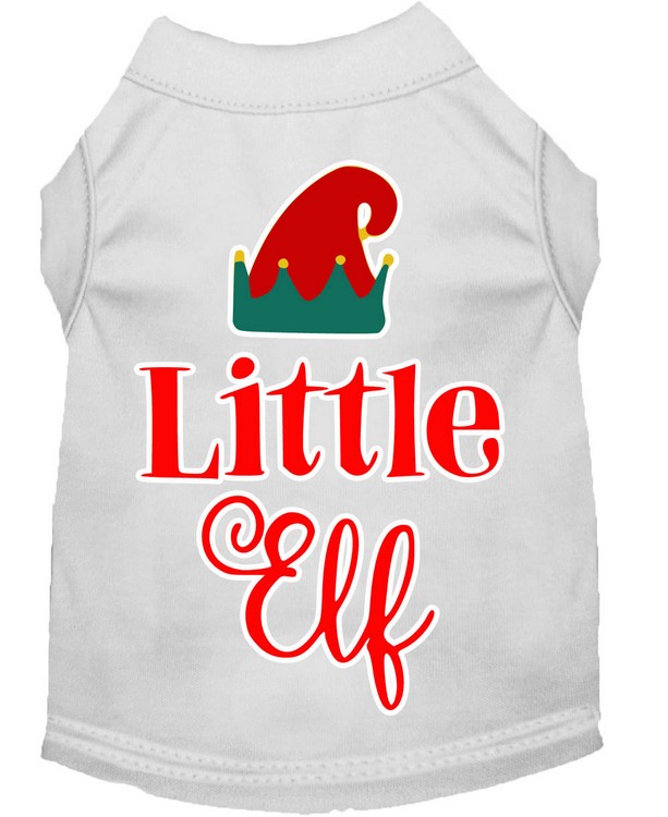 Little Elf Screen Print Dog Shirt White XL